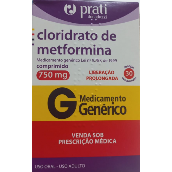 CLORIDRATO DE METFORMINA 750MG - CARTELA COM 30 COMPRIMIDOS